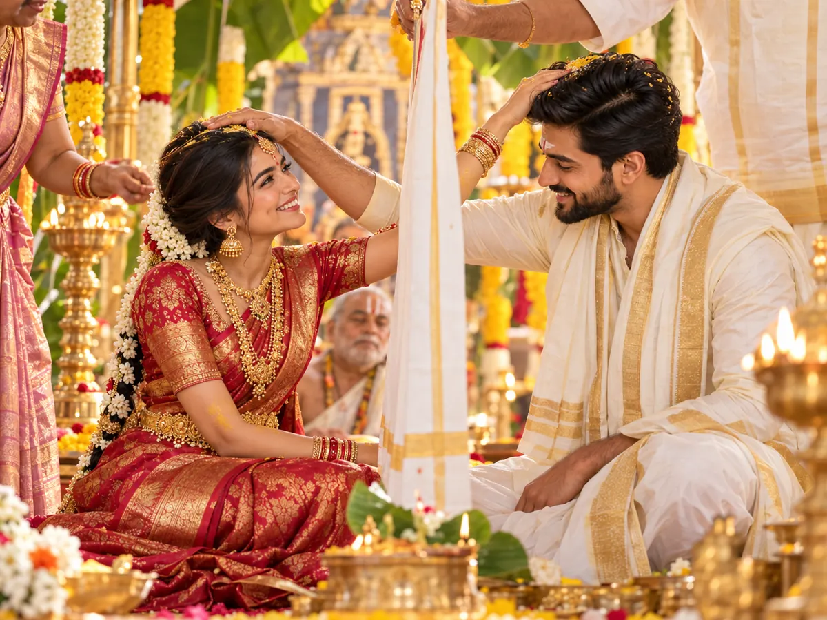 Rama and Sita at the mandapam during the wedding
